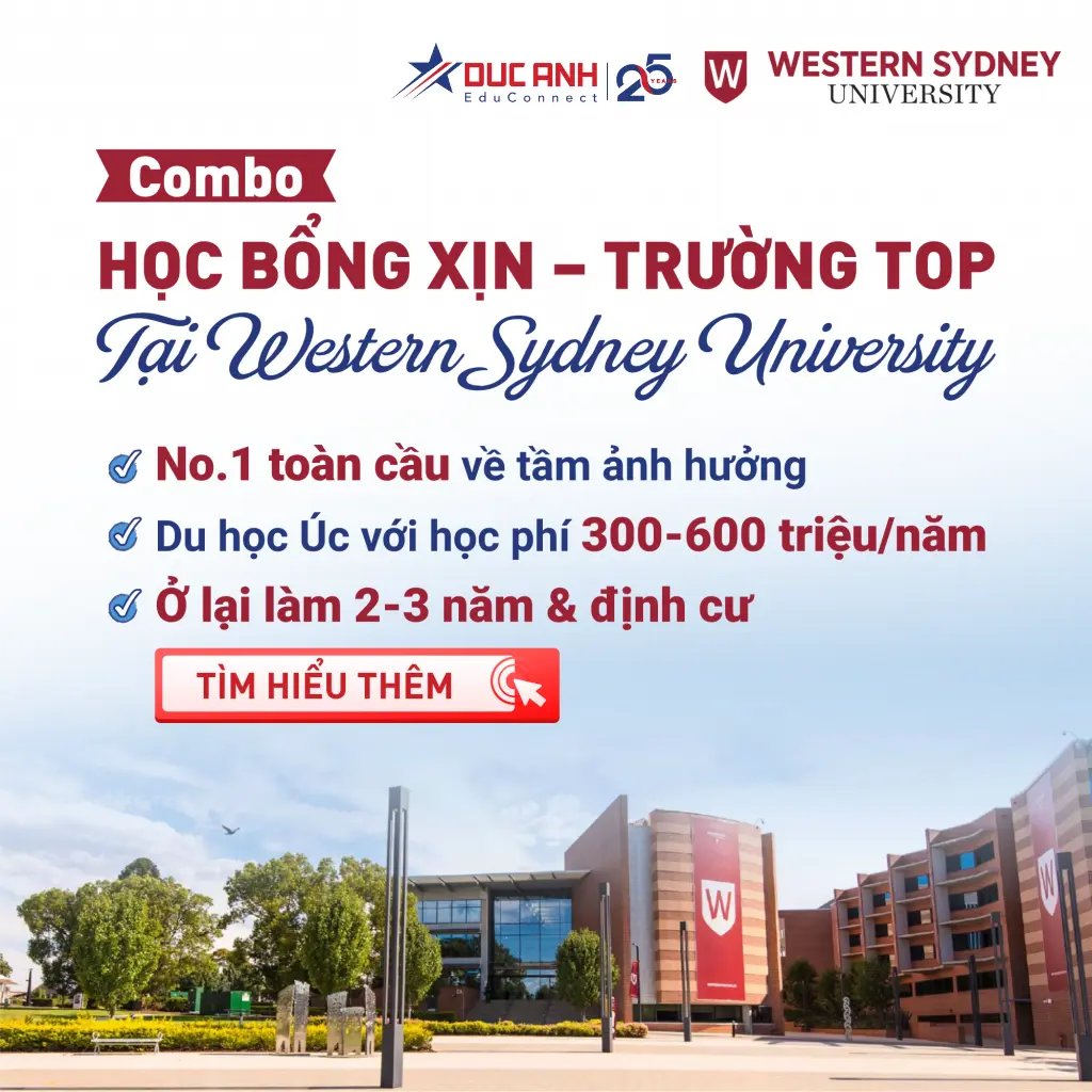 HỌC BỔNG XỊN CHO DU HỌC THẠC SỸ TẠI WESTERN SYDNEY UNIVERSITY, ÚC
