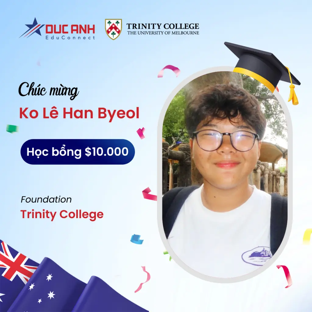 “ẴM” HỌC BỔNG 10.000 AUD TỪ TRINITY COLLEGE – MELBOURNE UNI. Chàng trai Hàn – Việt vui vẻ lên đường nhập học