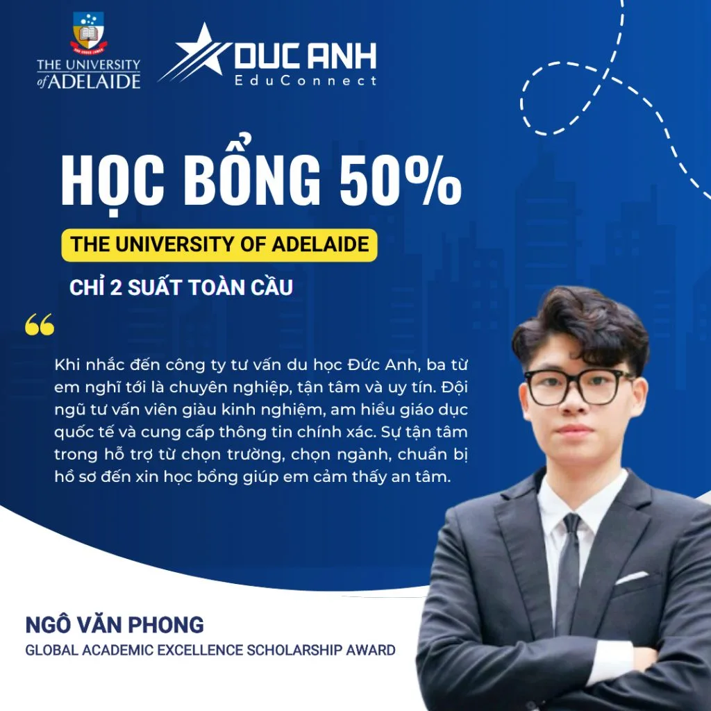 HỌC SINH KHÔNG CHUYÊN TỰ TIN CHINH PHỤC HỌC BỔNG CAO NHẤT CỦA ĐH ADELAIDE!