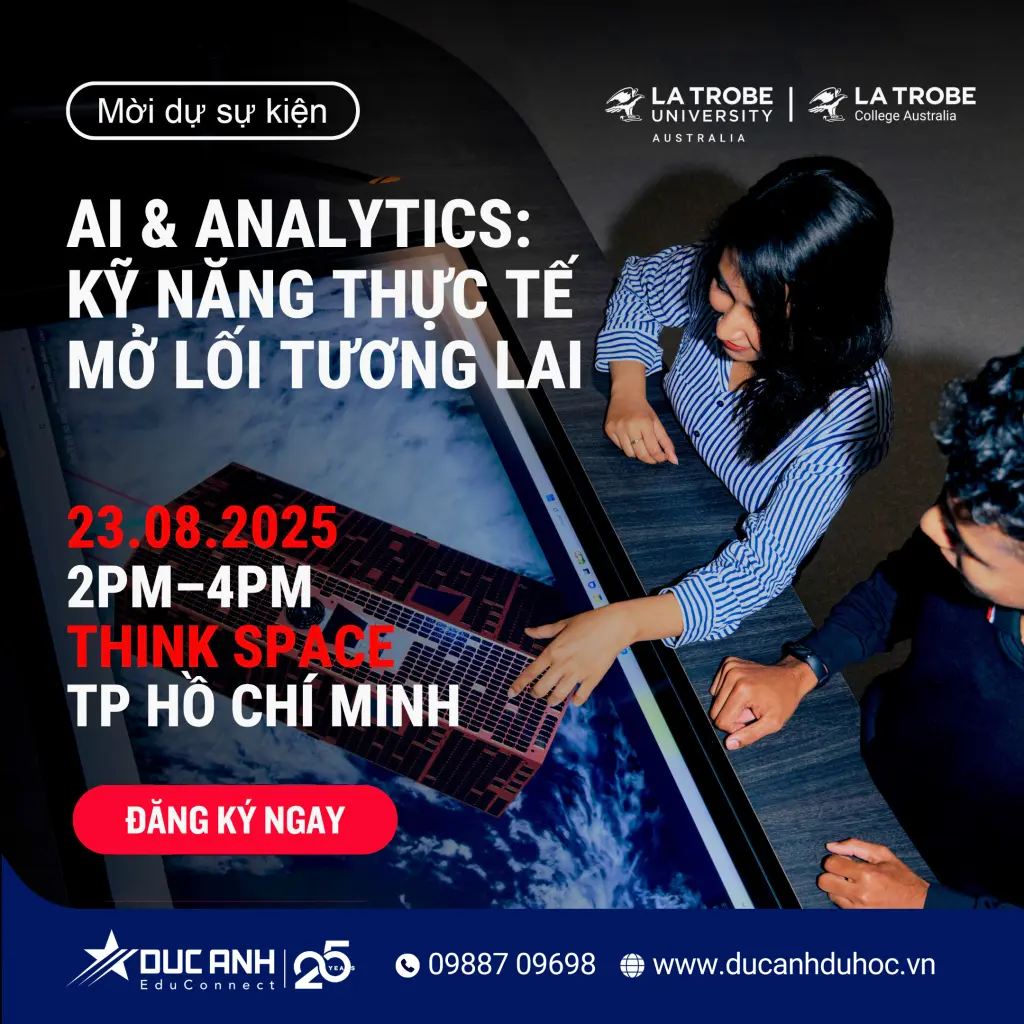 MỜI DỰ SỰ KIỆN: TRẢI NGHIỆM AI TRONG PHÂN TÍCH DỮ LIỆU & KINH DOANH CÙNG LA TROBE UNIVERSITY