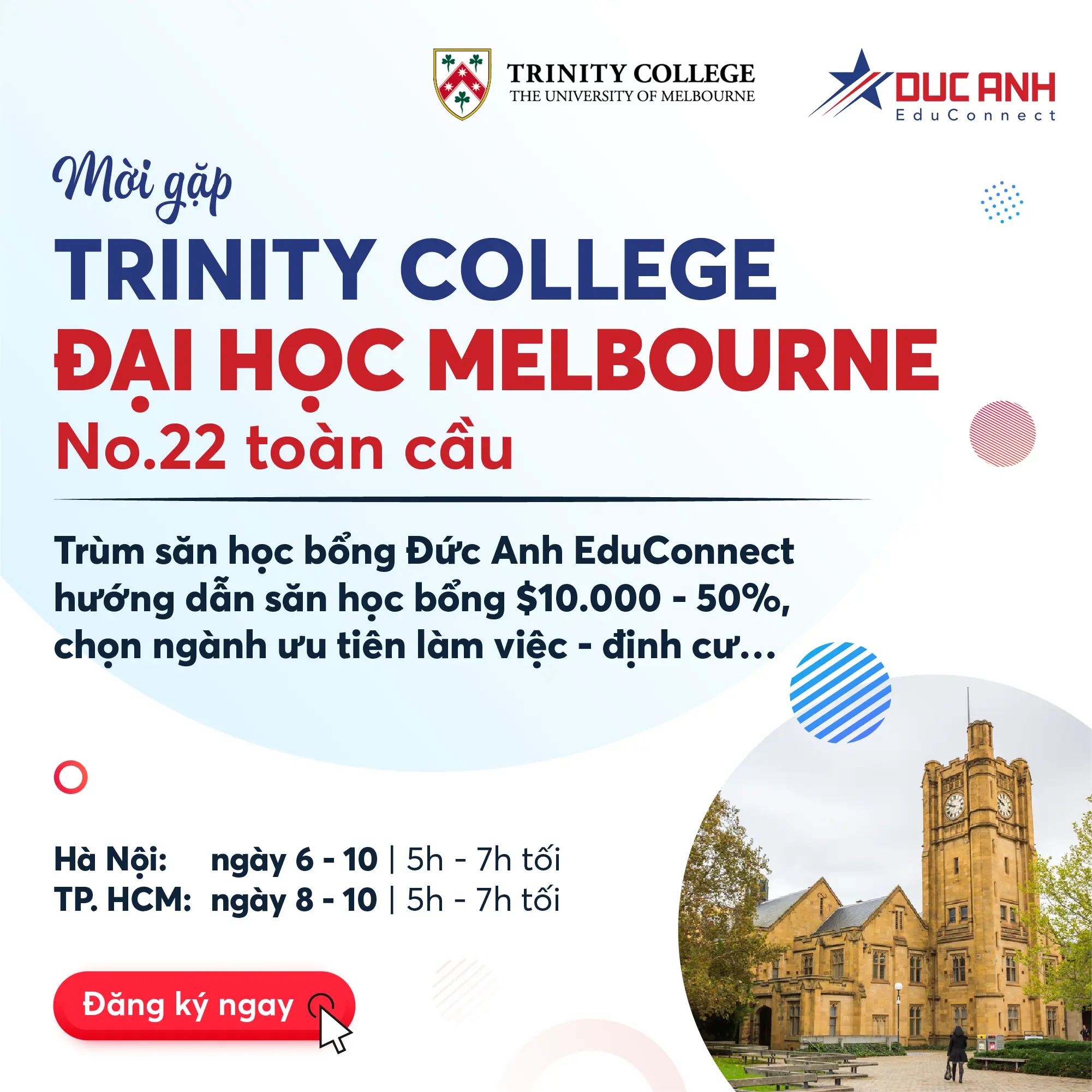 Aim học Melbourne University? Mời gặp ngay Trinity College: hướng dẫn chuẩn bị và app học bổng đến 50%