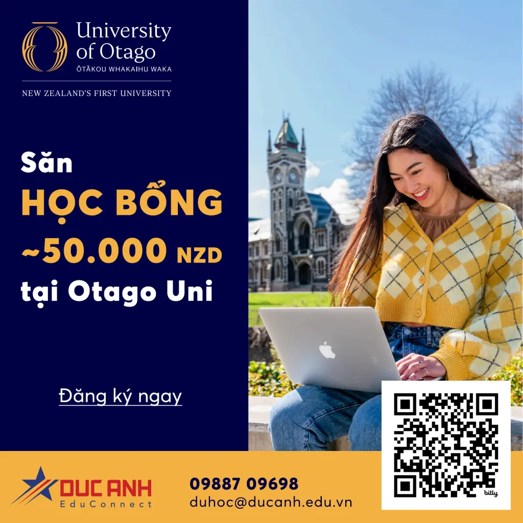 Học bổng đến 100% học phí Tại Đại học Otago, New Zealand