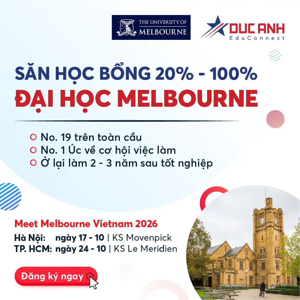 Mời gặp Đại diện Đại học Melbourne - Hướng dẫn apply bổng 20%- 100%