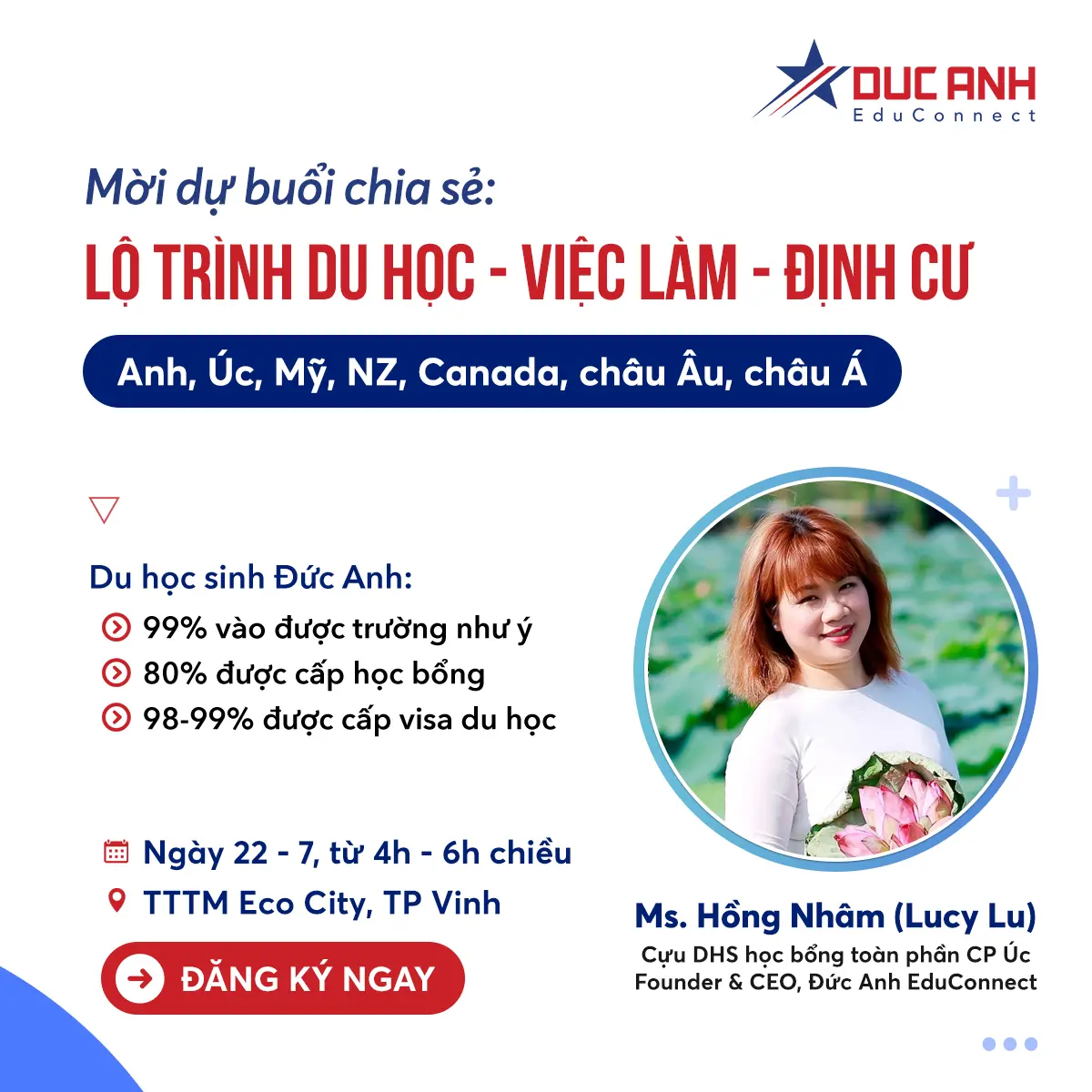 Mời dự buổi chia sẻ: LỘ TRÌNH DU HỌC - LÀM VIỆC - ĐỊNH CƯ